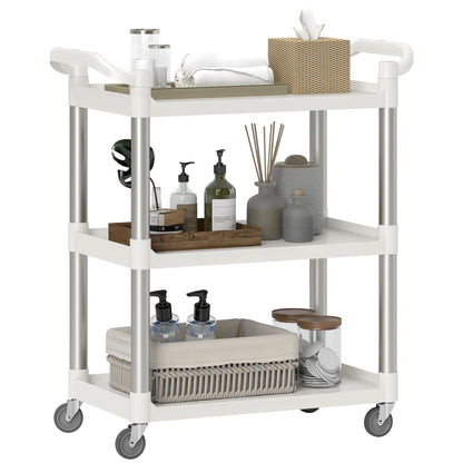 3-Tier Utility Cart, Rolling Storage Trolley, 3 Shelves, Silver White Kitchen Islands & Kitchen Carts at Gallery Canada