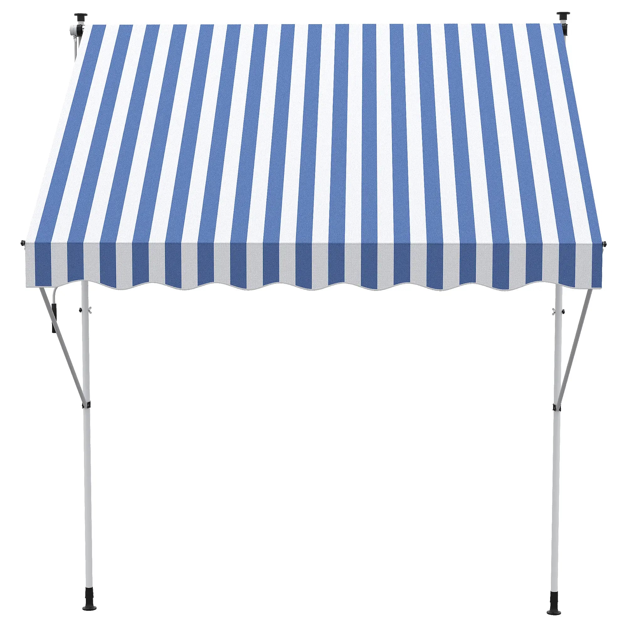 6.6'x5' Manual Retractable Patio Awning, Sun Shade, Water Resistant, Blue Door Awnings at Gallery Canada