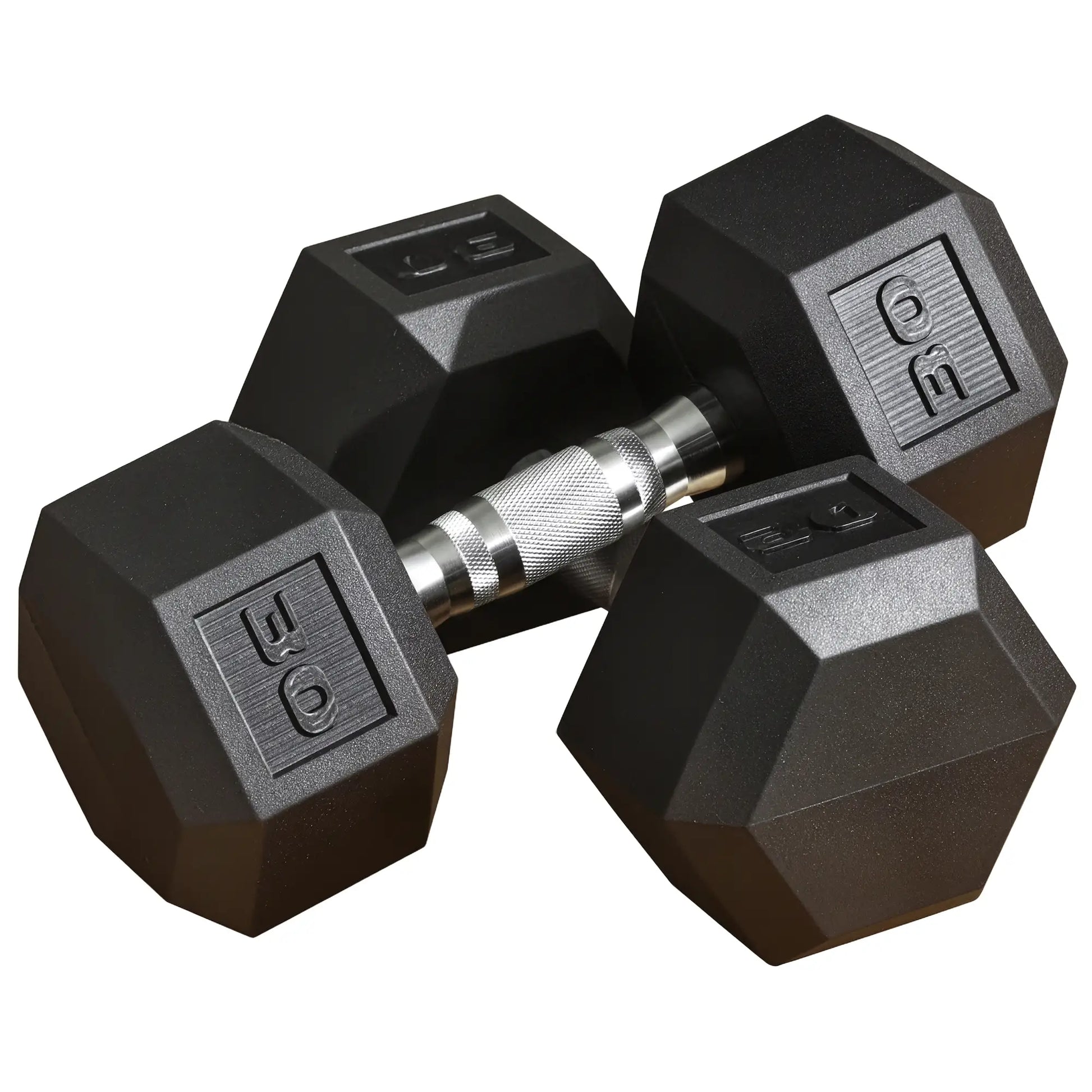 Rubber Dumbbells Weight Set, 60lbs Total, 30lbs Each, Black Dumbbells & Barbells Black at Gallery Canada