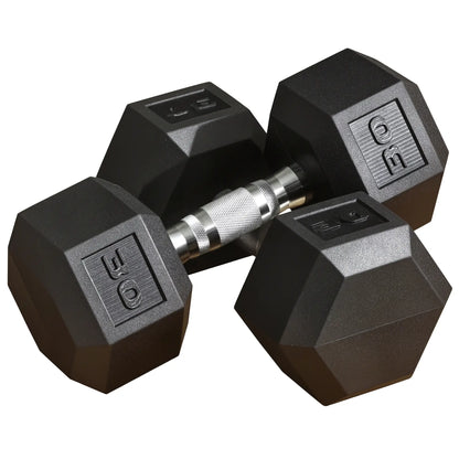 Rubber Dumbbells Weight Set, 60lbs Total, 30lbs Each, Black Dumbbells & Barbells Black at Gallery Canada