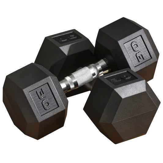 Rubber Dumbbells Weight Set, 60lbs Total, 30lbs Each, Black Dumbbells & Barbells Black at Gallery Canada