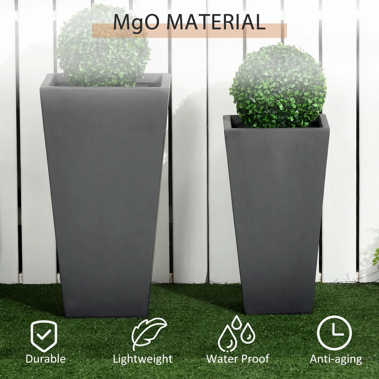 Set of 2 Tall Planters, 22" / 18", Outdoor, Grey Garden Accessories at Gallery Canada