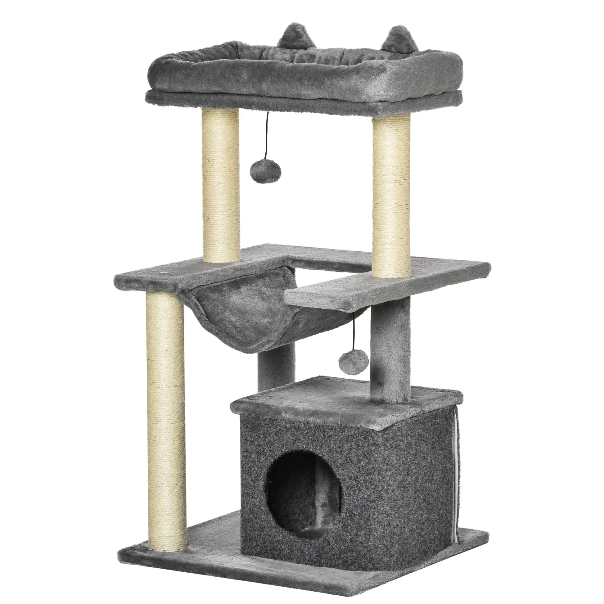 39.25'' Cat Tree Tower, Multi-Level Kitten House, Scratching Post, Gray Cat Posts at Gallery Canada