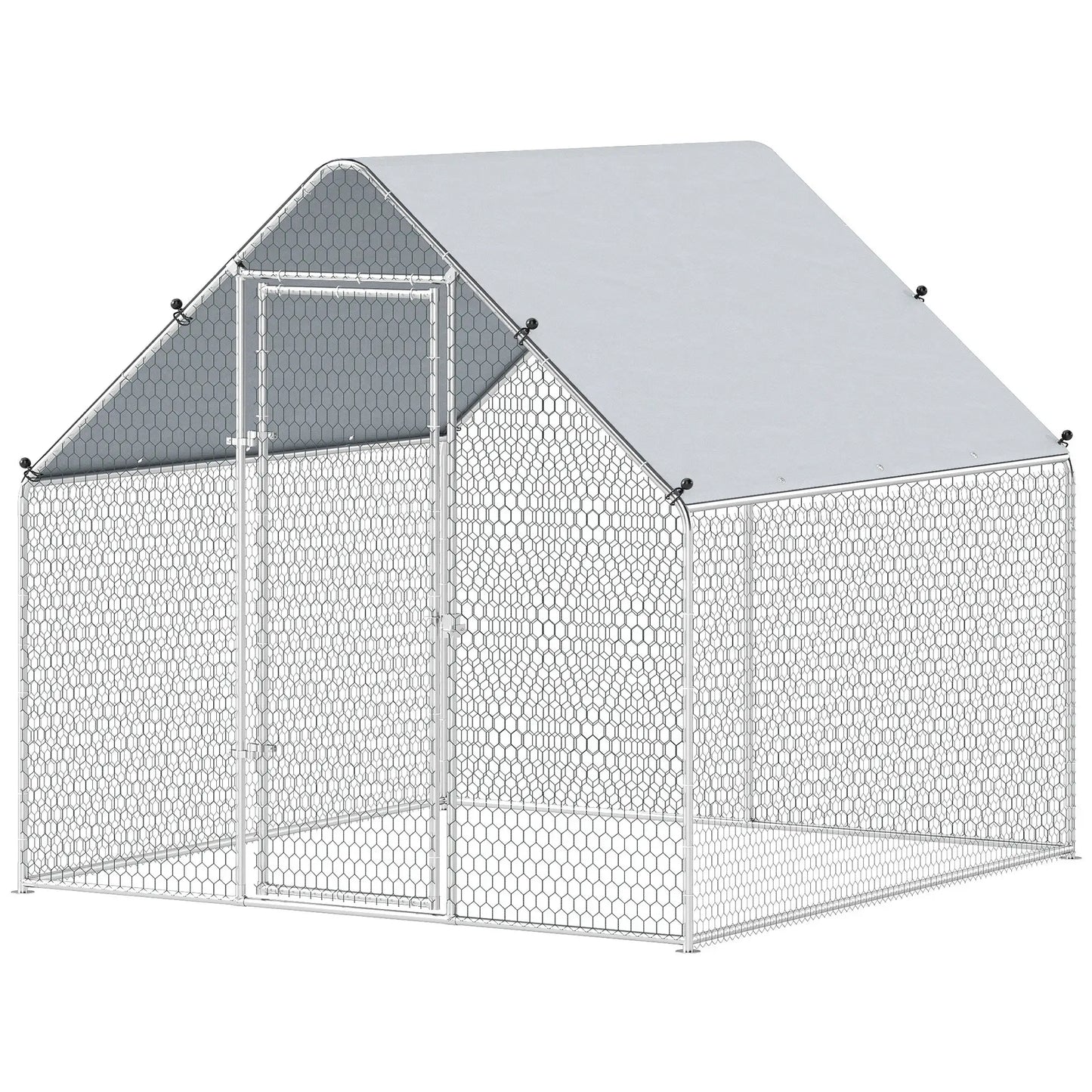 Metal Chicken Coop With Cover, 6.6' x 6.6' x 6.6' Chicken Coops Silver at Gallery Canada