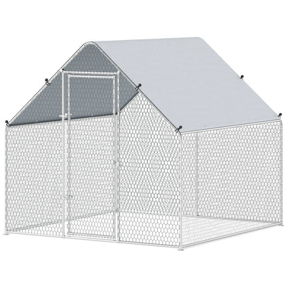 Metal Chicken Coop With Cover, 6.6' x 6.6' x 6.6' Chicken Coops Silver at Gallery Canada