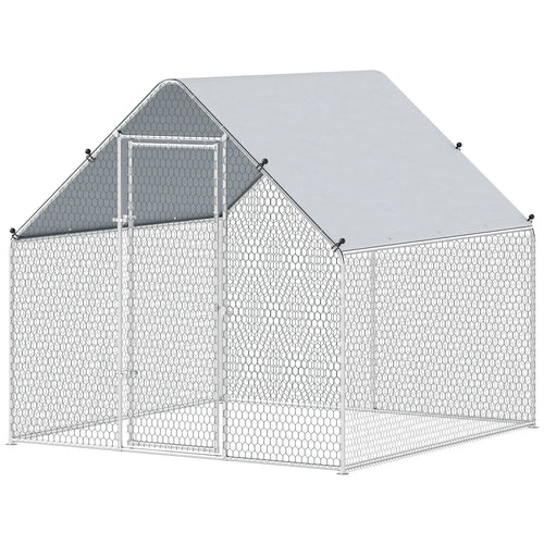 Metal Chicken Coop With Cover, 6.6' x 6.6' x 6.6'