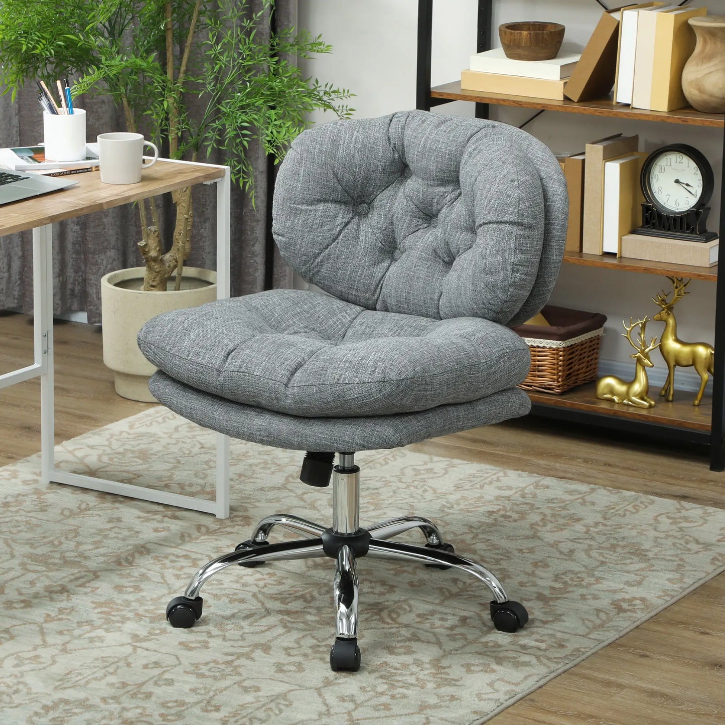 Armless Office Chair, Wide Padded Seat, Adjustable Height, Tilt Function, Grey Task Chairs at Gallery Canada