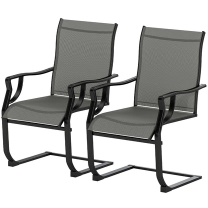 Spring Motion Patio Chairs Set Of 2, Curved High Backrest, All Weather Fabric, Metal Frame Outdoor Dining Sets Light Grey at Gallery Canada