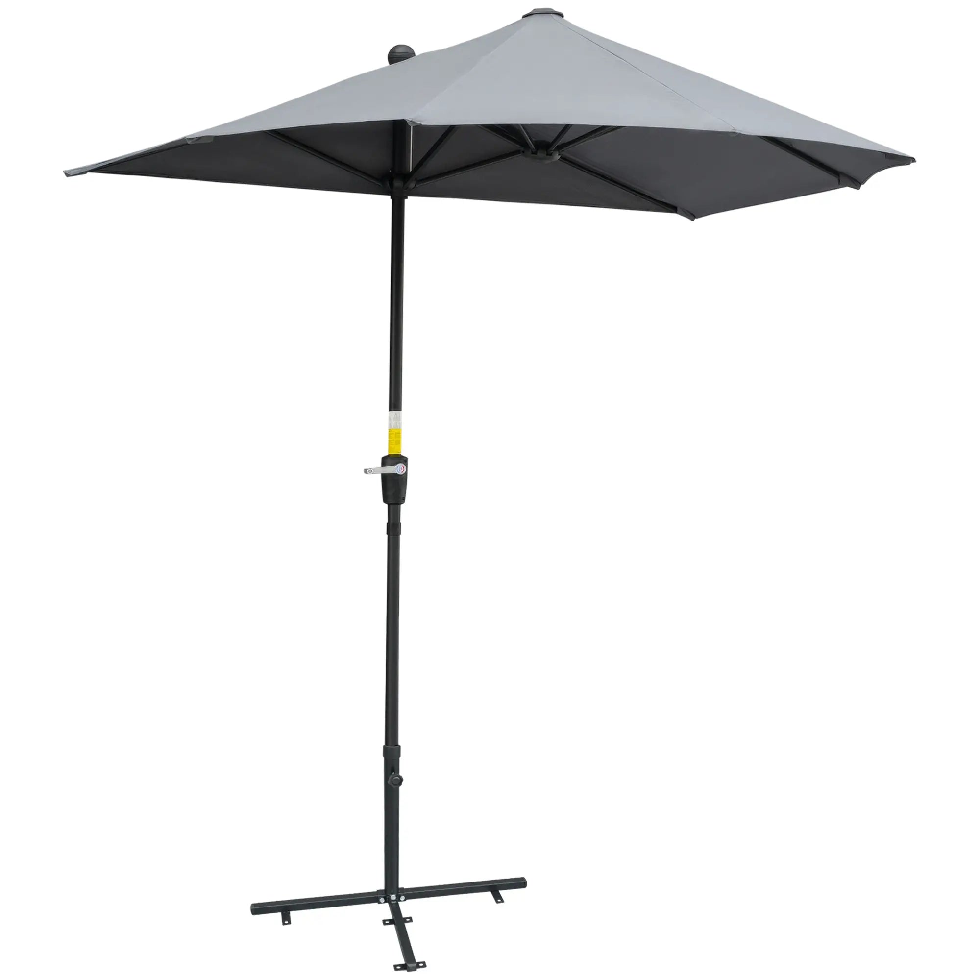 6.6 x 6ft Half Patio Umbrella, Double-Sided Canopy, Crank Handle, Grey Sun Umbrellas Dark Grey at Gallery Canada