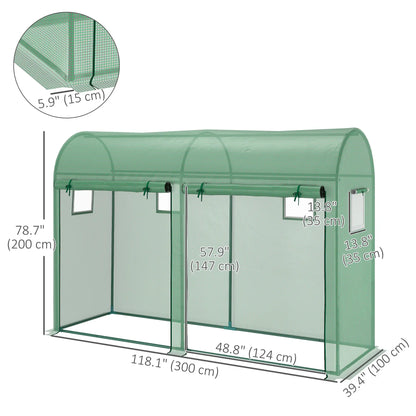 Outdoor Garden Greenhouse, Steel Tent, 2 Doors, 4 Windows, 9.8'x3.3'x6.6', Green Portable Greenhouses at Gallery Canada