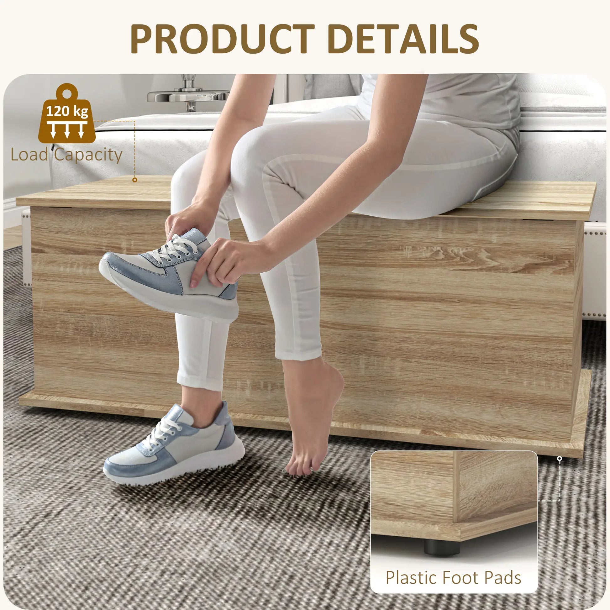 39.5" Storage Chest, Flip-Top Lid, Entryway Bench, Oak Storage Ottomans & Benches at Gallery Canada