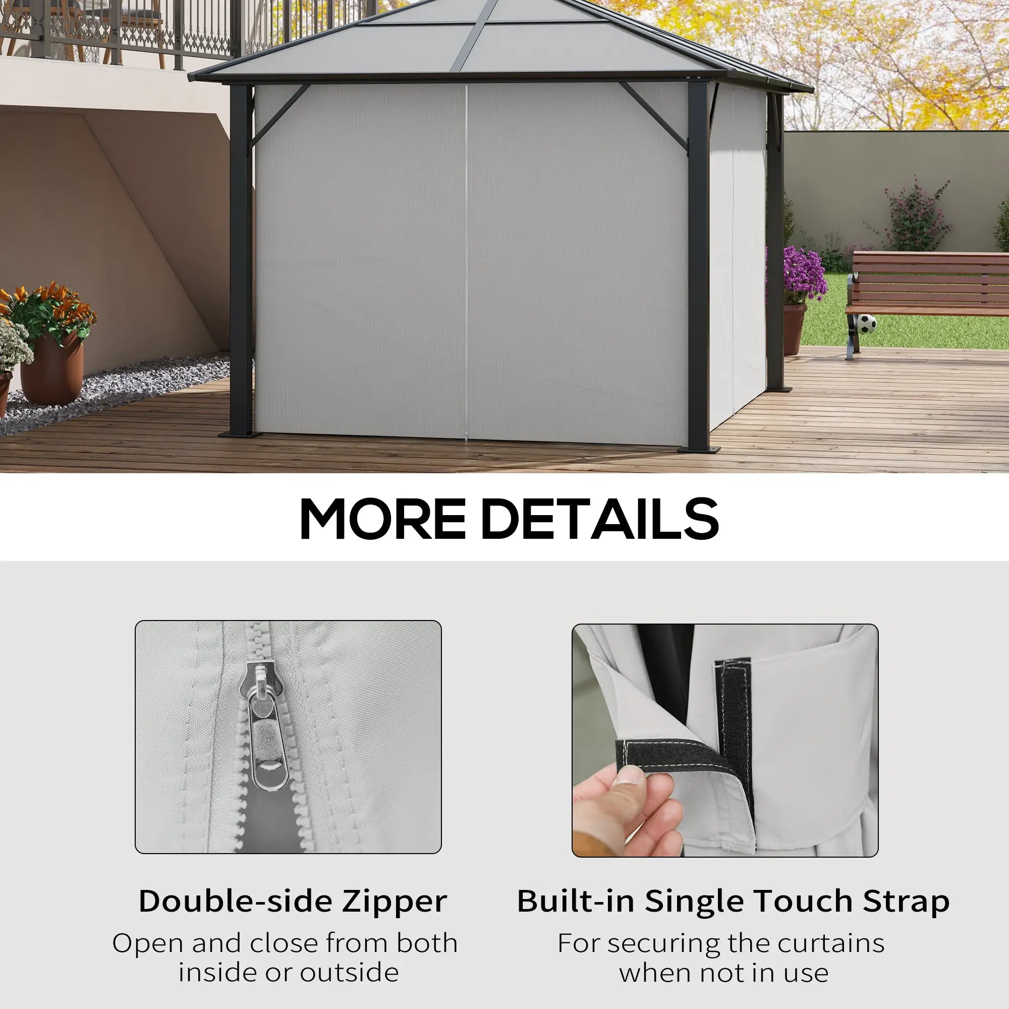 Gazebo Replacement Sidewalls, 4-Panel Privacy Wall, 10' x 12', Light Grey Gazebo Sidewalls at Gallery Canada