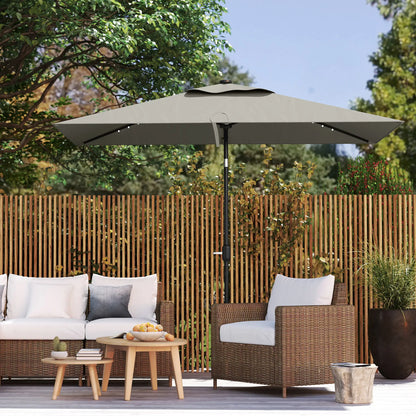 Patio Umbrella with 22 LED Solar Lights, Tilt, Light Grey Sun Umbrellas at Gallery Canada