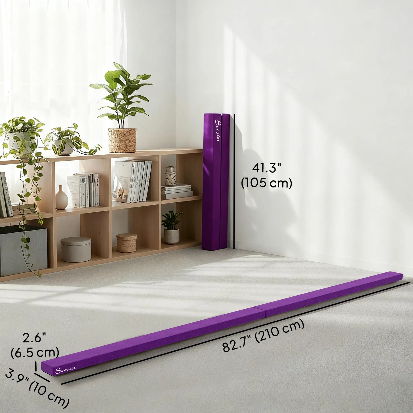 7ft Folding Balance Beam, Gymnastics Beam with Wood Core, Purple Gymnastics Mats at Gallery Canada