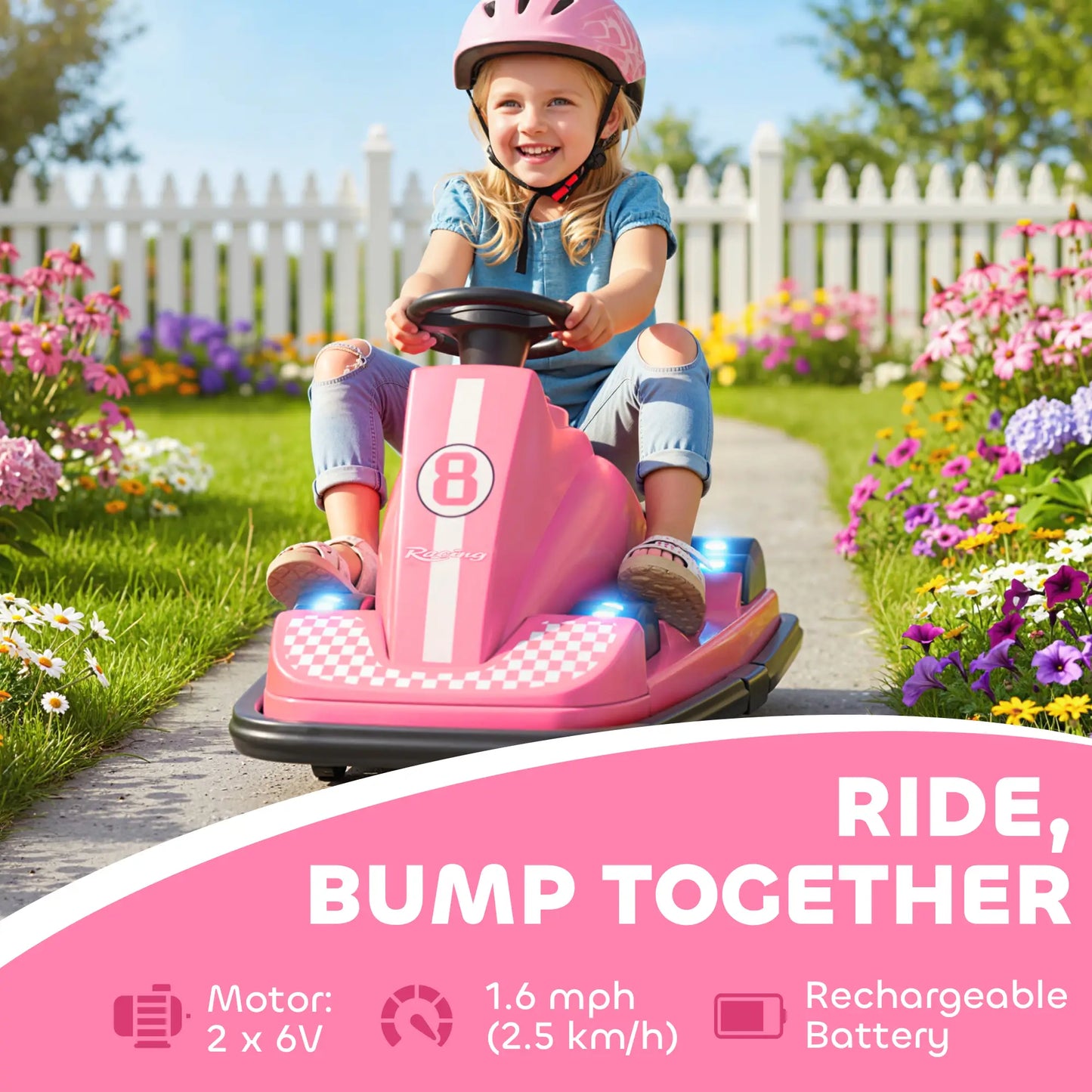 Bumper Car For Kids, 6V Battery Powered, 360 Degree Spin, Dual Motors, Pink Electric Toy Cars at Gallery Canada