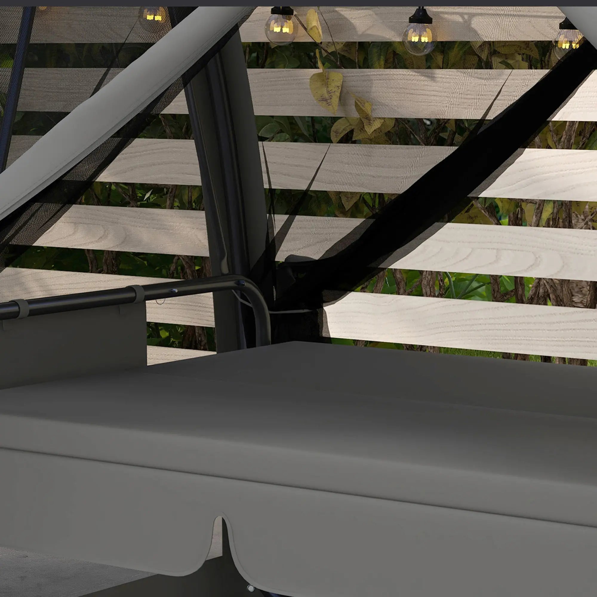 3-Seater Outdoor Swing Chair, Steel Stand, Canopy Netting, Dark Grey Porch Swings with Canopy at Gallery Canada