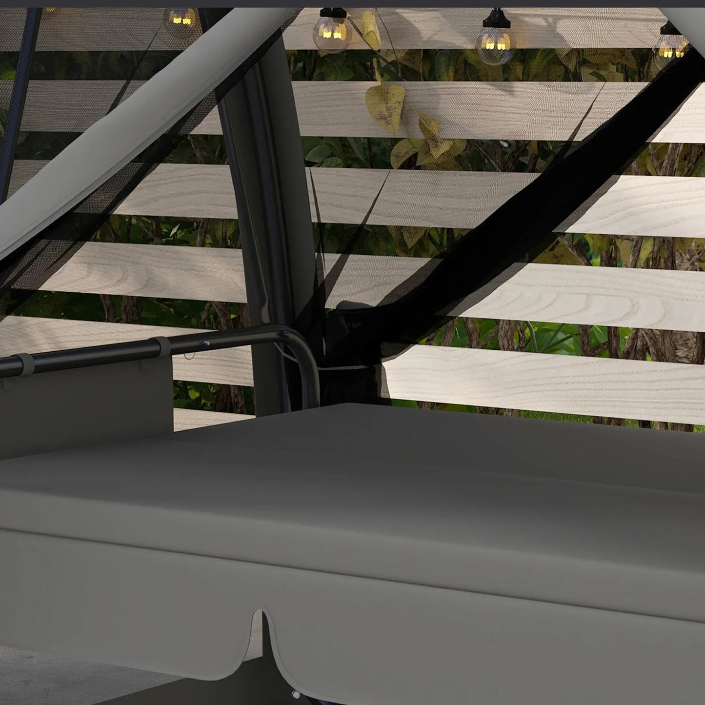 3-Seater Outdoor Swing Chair, Steel Stand, Canopy Netting, Dark Grey Porch Swings with Canopy at Gallery Canada