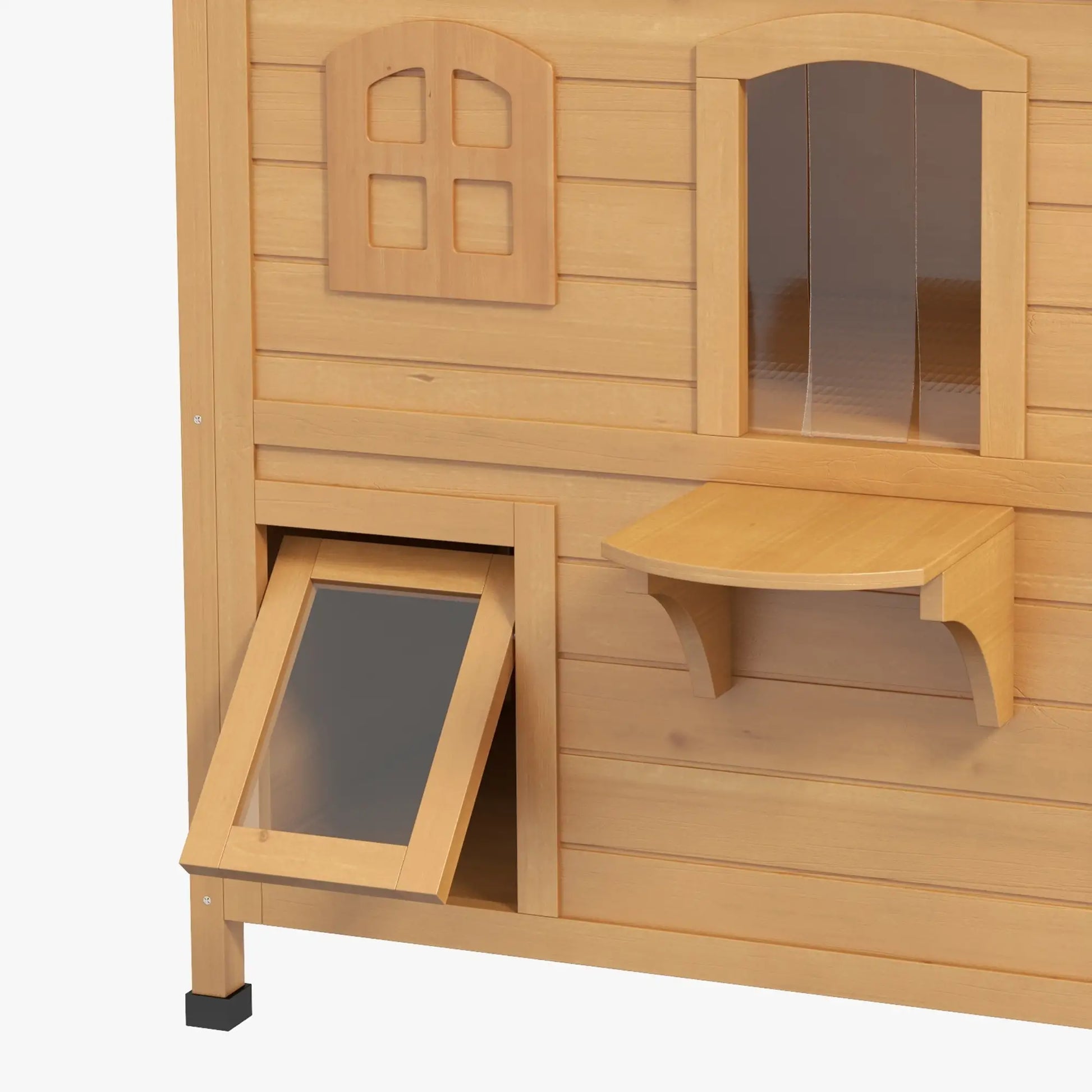 2-Storey Outdoor Cat House, Wooden Catio, Openable Roof, Yellow Cat Houses at Gallery Canada