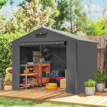 8' x 6' Portable Shed, Waterproof Bike Tent, Dark Grey