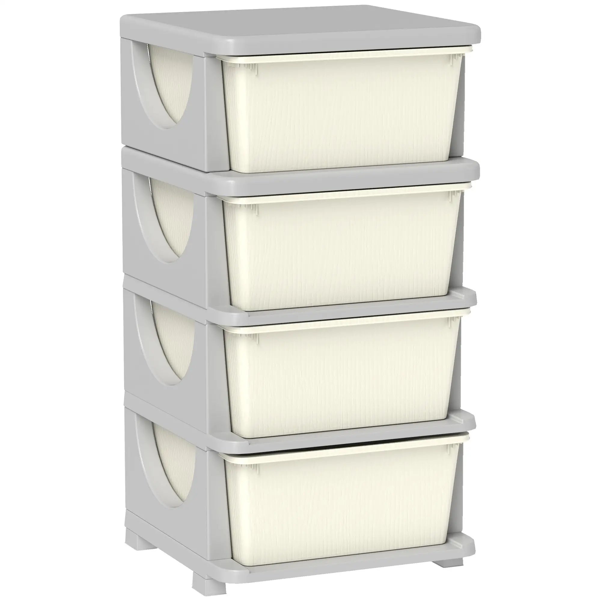 4 Tier Kids Toy Organizer, 4 Plastic Drawers, Cream White Baby & Kids Storage at Gallery Canada