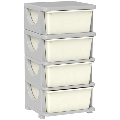 4 Tier Kids Toy Organizer, 4 Plastic Drawers, Cream White Baby & Kids Storage at Gallery Canada