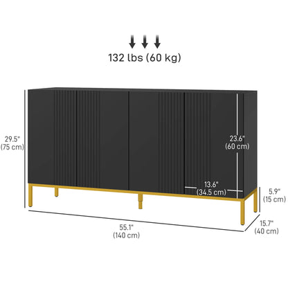 Sideboard Storage Cabinet, Adjustable Shelves, Soft Close Doors, Black Kitchen Pantry Cabinets at Gallery Canada