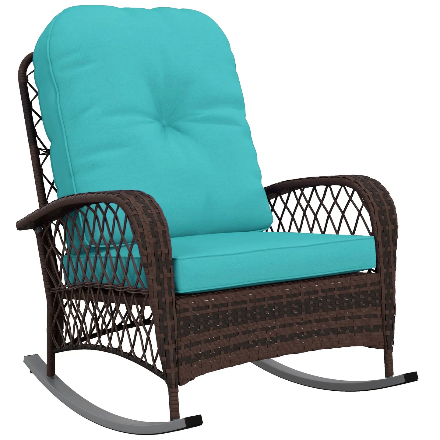 Outdoor Wicker Rattan Rocking Chair, Thick Cushions, Turquoise Outdoor Rocking Chairs at Gallery Canada