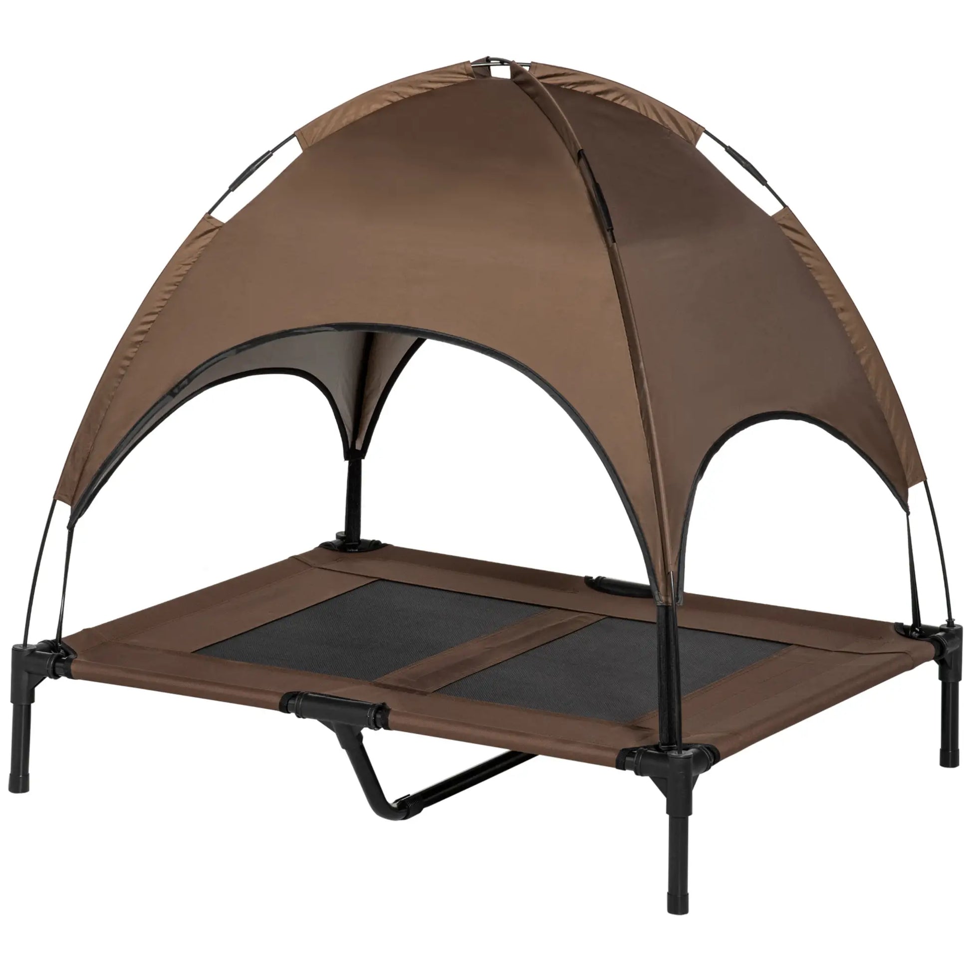 Elevated Dog Bed with Canopy, Portable Dog Cot, L Size, 36" x 30" x 35", Coffee Elevated Dog Beds at Gallery Canada