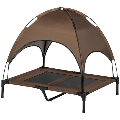 Elevated Dog Bed with Canopy, Portable Dog Cot, L Size, 36" x 30" x 35", Coffee Elevated Dog Beds at Gallery Canada