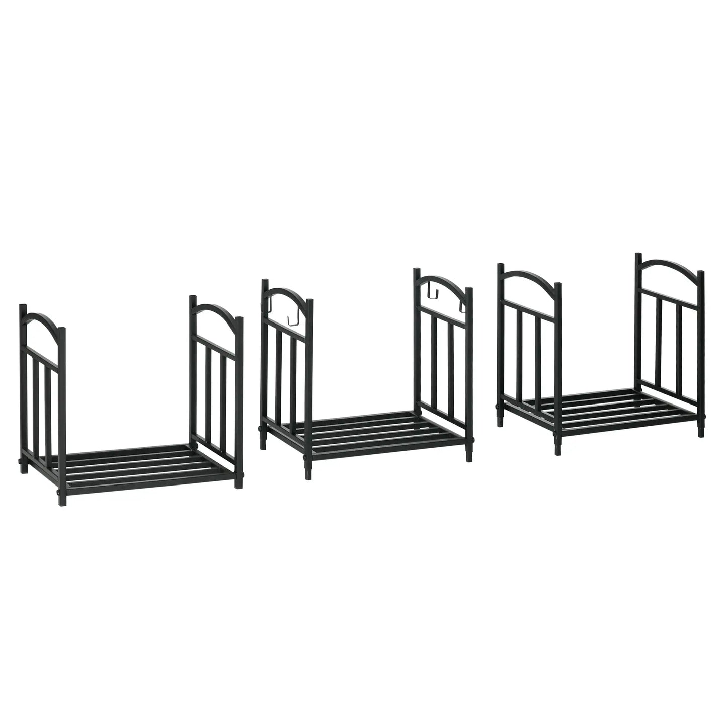 3-Tier Firewood Rack, Heavy Duty Wood Storage, Black Firewood Racks Black at Gallery Canada
