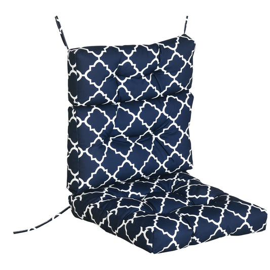 Outdoor Chair Cushion, Tufted Pillow with String Ties, 44" x 42" x 4", Blue Patio Chair Cushions Blue, White at Gallery Canada