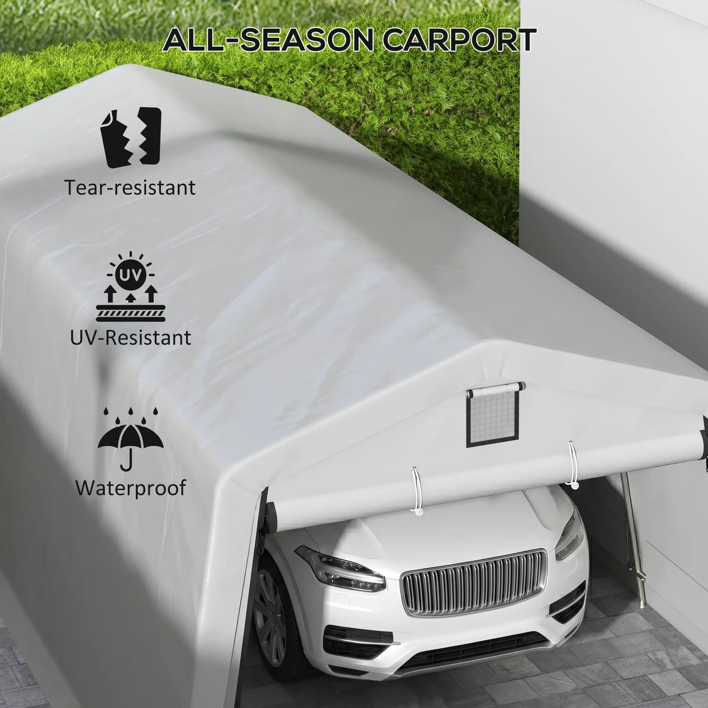 11' x 20' Portable Garage, Heavy Duty Carport, Grey Car Shelters at Gallery Canada