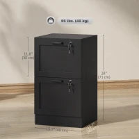 Vertical Filing Cabinet, 2 Drawers, Lock, A4 Letter, Black
