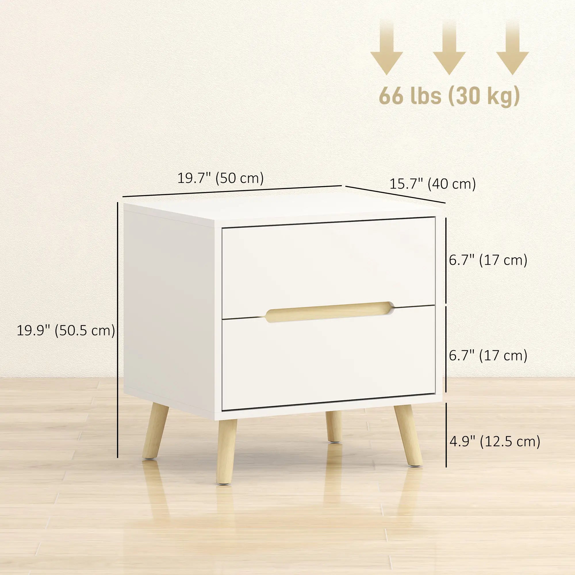 Modern Nightstands Set Of 2, 2 Drawers, Solid Wood Legs, White Bedside Tables at Gallery Canada