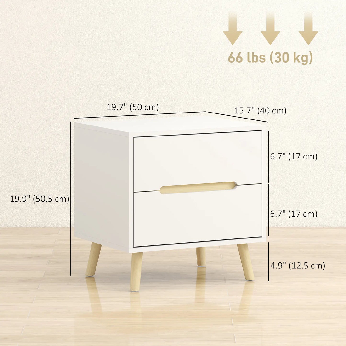 Modern Nightstands Set Of 2, 2 Drawers, Solid Wood Legs, White Bedside Tables at Gallery Canada