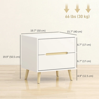 Modern Nightstands Set Of 2, 2 Drawers, Solid Wood Legs, White Bedside Tables at Gallery Canada