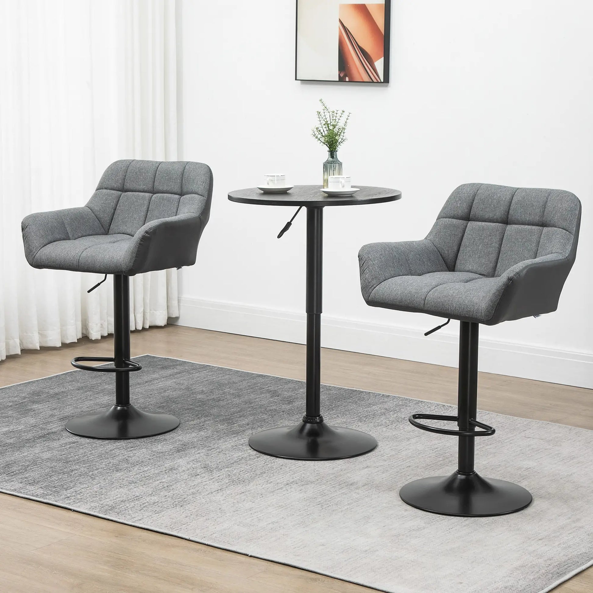Swivel Barstools Set of 2, Adjustable Height, PU Leather, Grey Bar Stools at Gallery Canada