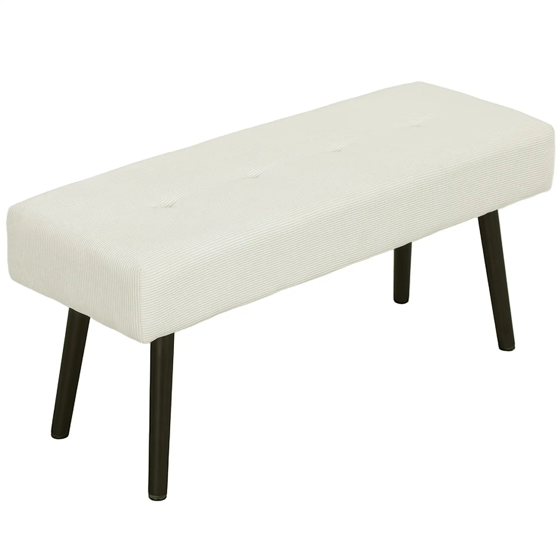 39" Upholstered Ottoman Bench, Corduroy, Cream White Storage Ottomans & Benches Cream at Gallery Canada