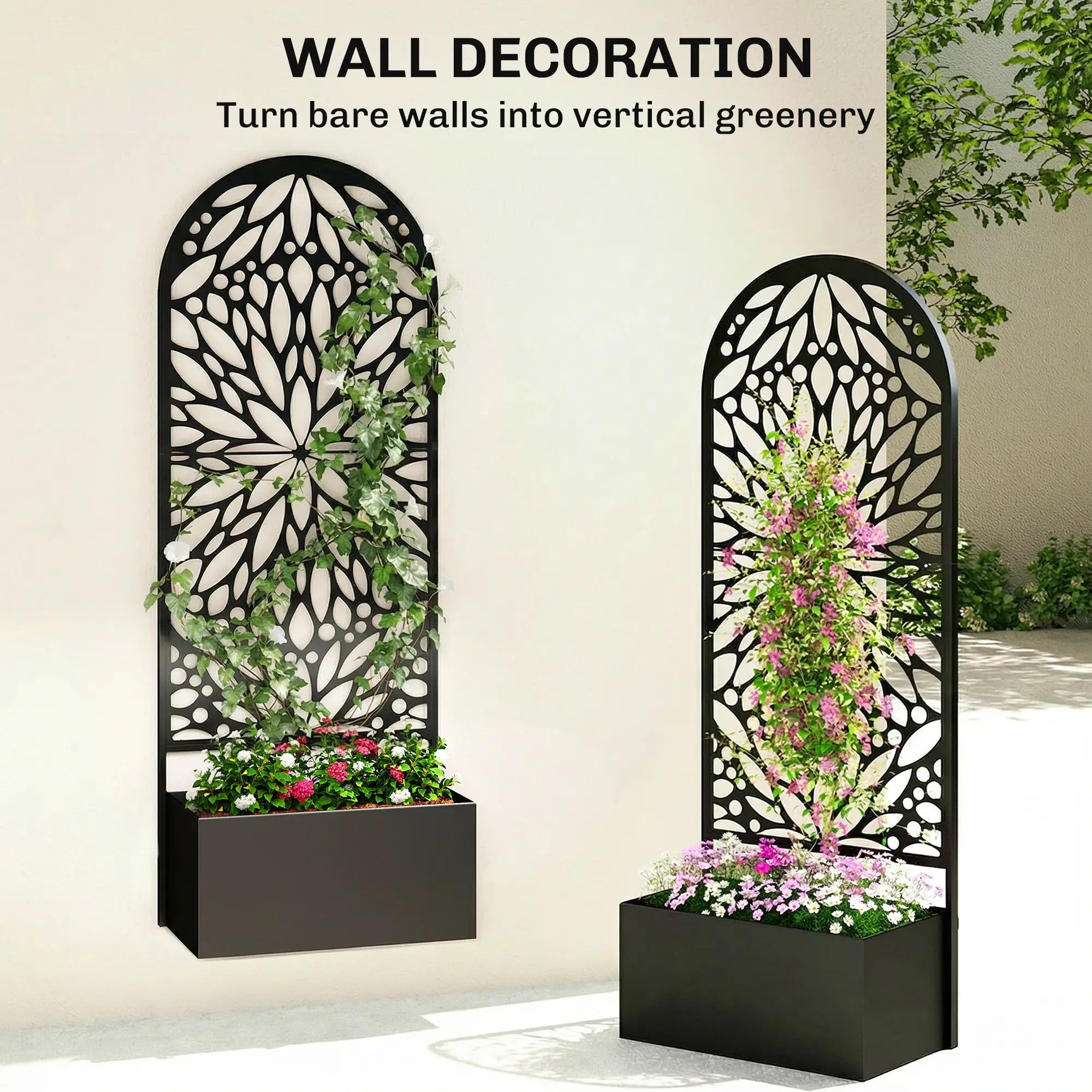 Metal Raised Garden Bed with Trellis, Freestanding Flower Bed Galvanized Planter Boxes at Gallery Canada