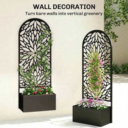 Metal Raised Garden Bed with Trellis, Freestanding Flower Bed Galvanized Planter Boxes at Gallery Canada