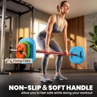 44lbs Adjustable Barbell Weight Set, Bar, Plates, Multicolour