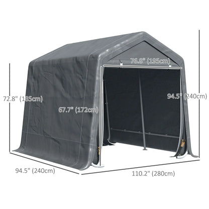 9.2' x 7.9' Garden Storage Tent, Metal Frame, Double Zipper Doors, Dark Grey Car Shelters at Gallery Canada