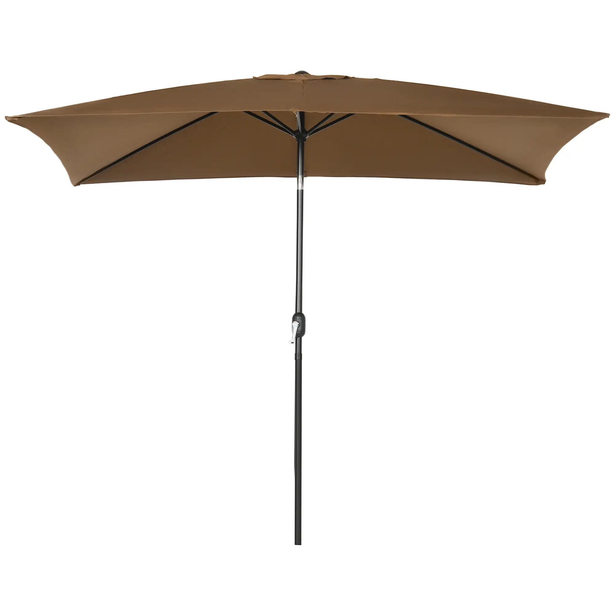 6.5x10ft Rectangle Aluminum Tilt Patio Umbrella, Outdoor Sunshade Canopy with Crank Sun Umbrellas Coffee at Gallery Canada