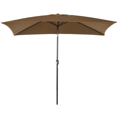 6.5x10ft Rectangle Aluminum Tilt Patio Umbrella, Outdoor Sunshade Canopy with Crank Sun Umbrellas Coffee at Gallery Canada