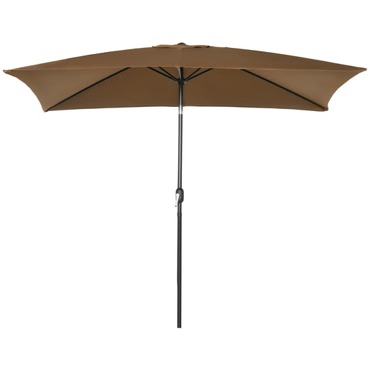 6.5x10ft Rectangle Aluminum Tilt Patio Umbrella, Outdoor Sunshade Canopy with Crank Sun Umbrellas Coffee at Gallery Canada
