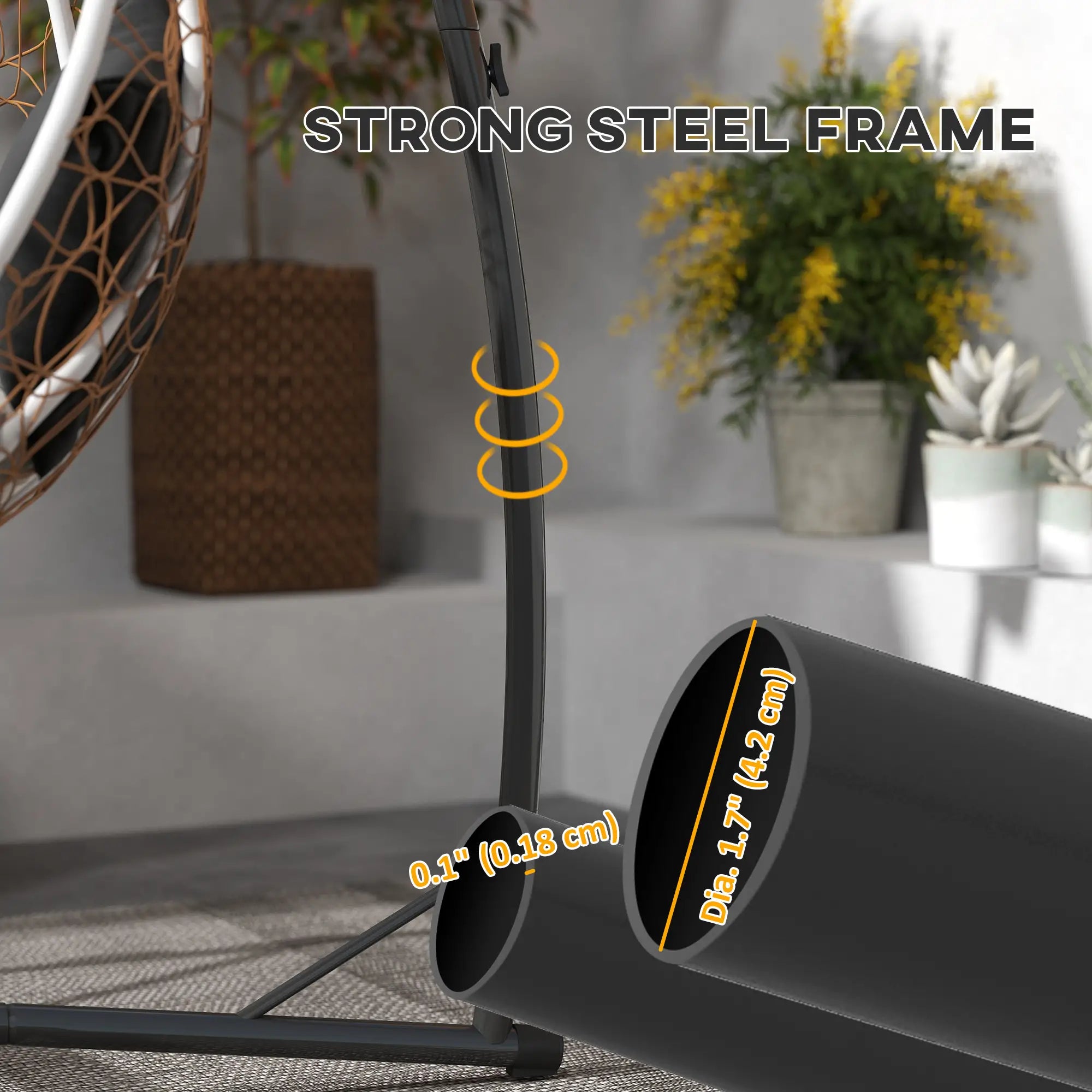 Heavy Duty Steel Hanging Chair Stand, With Cup Holder, Black Hammock Stands at Gallery Canada