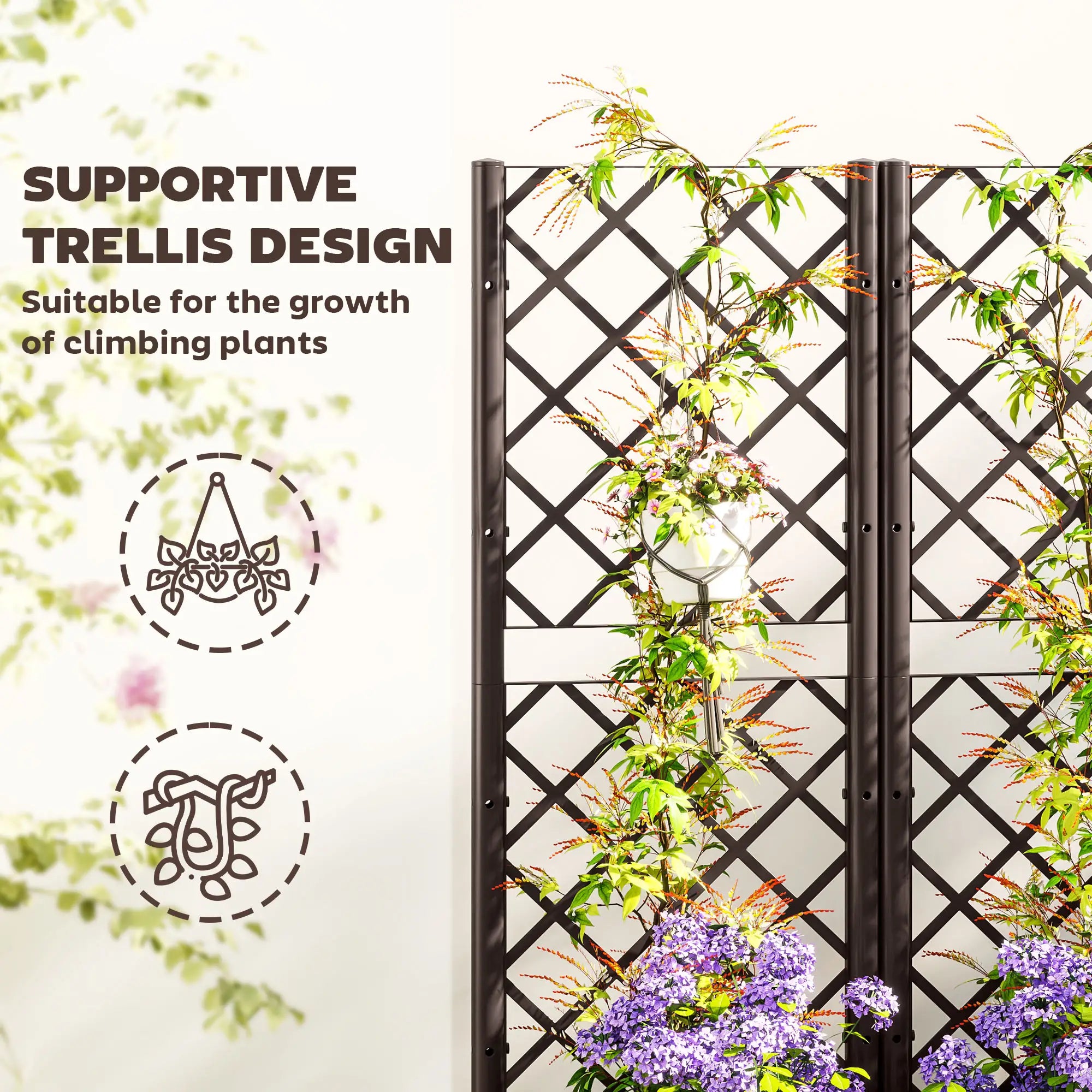 Raised Garden Bed With Trellis, Plastic, 32