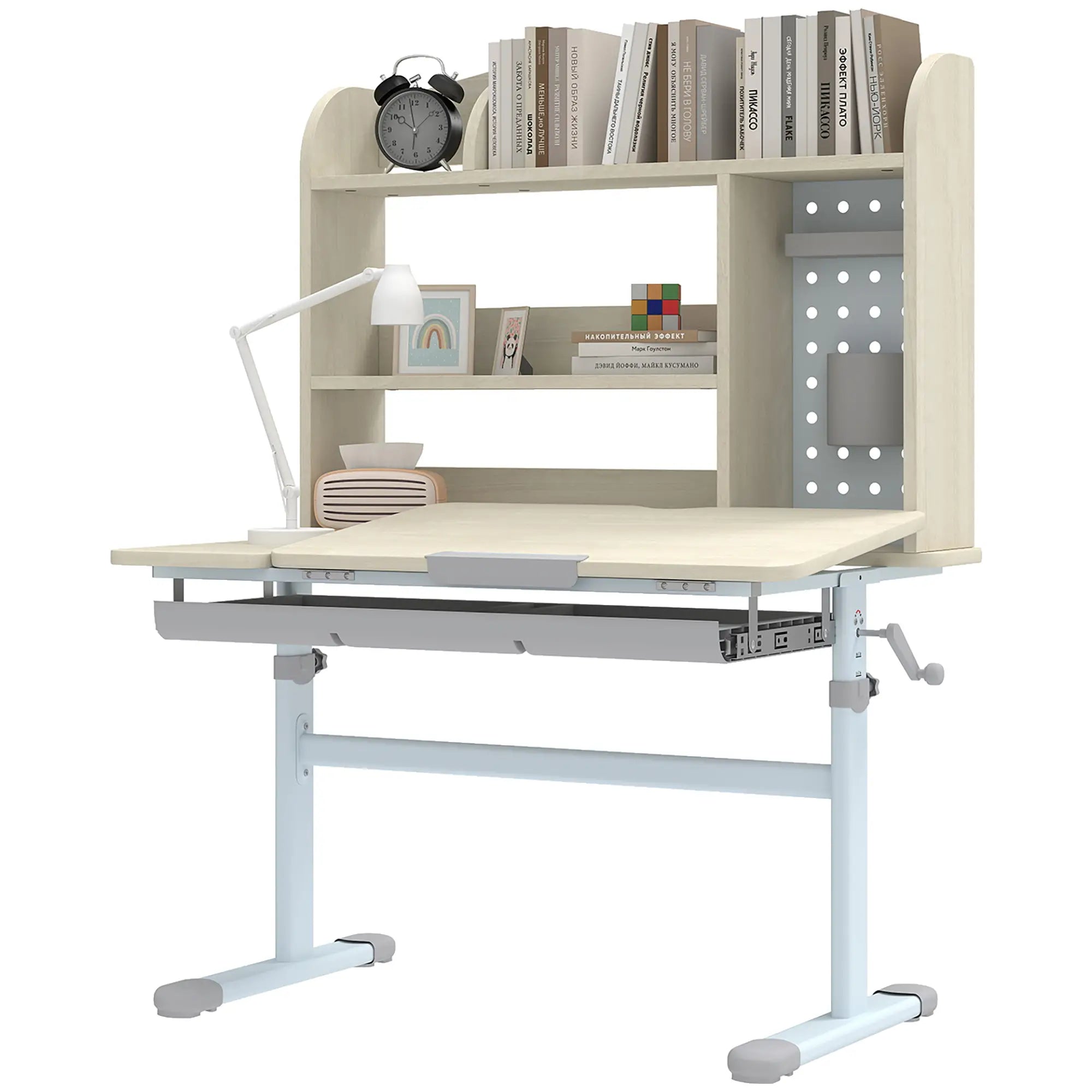 Kids Desk, Height Adjustable, Tilted Desktop, Storage, Drawer, Pegboard, 3-12 Years Kids Desk Sets at Gallery Canada
