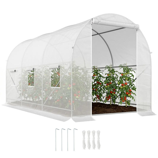 11.5x6.6x6.6ft Walk-In Greenhouse, Portable Garden Plant House, White Walk In Greenhouses White at Gallery Canada