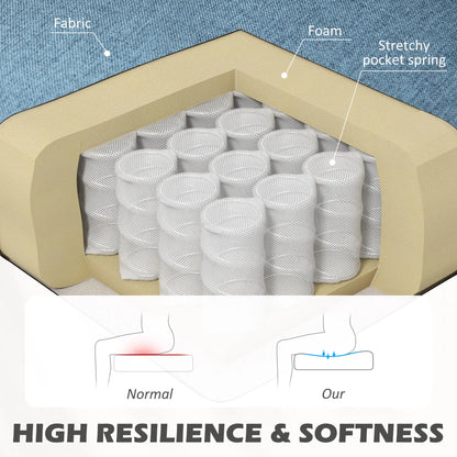 Modern 2 Seat Sofa, Upholstered Two Seater Couch, Rubber Wood Legs, Blue 2-Seater Sofas at Gallery Canada